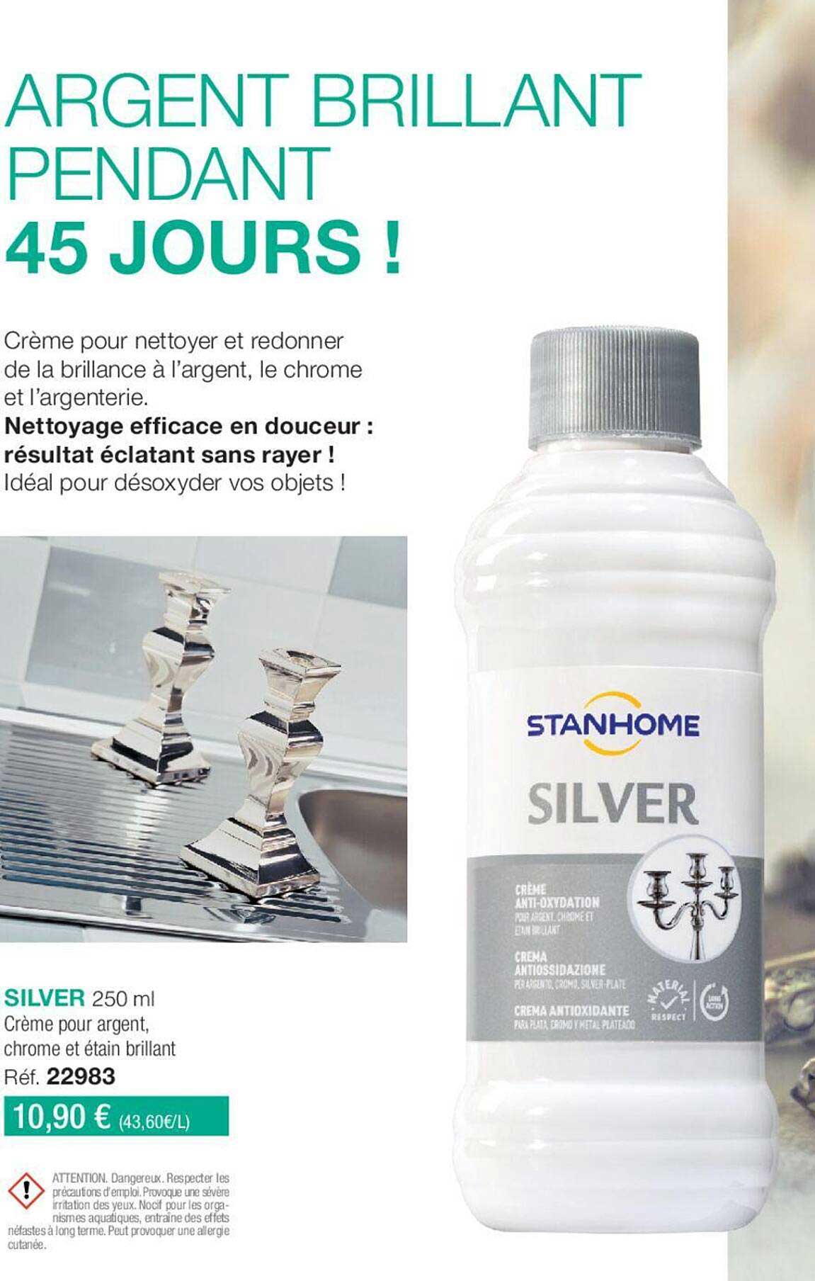 silver crème pour argent chrome e étain brillant