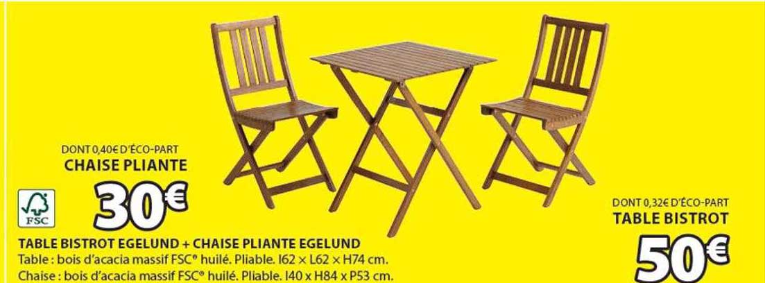 Table Bistrot Egelud + Chaise Pliante Egelund