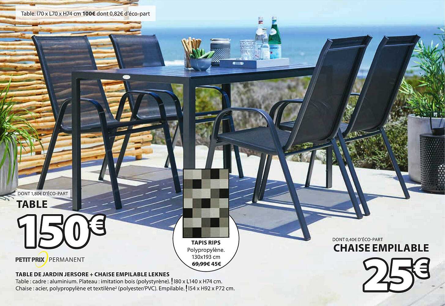 Table De Jardin Jersore + Chaise Empilable Leknes