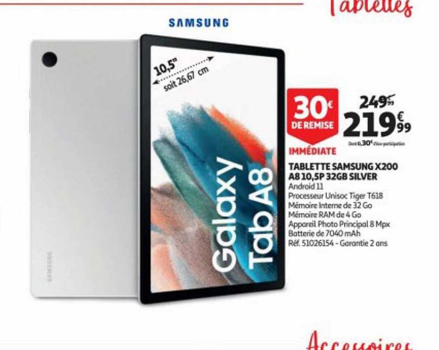 tablette samsung x200 a8 10.5p 32gb silver