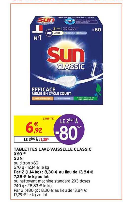 tablettes lave-vaisselle classic x60 sun