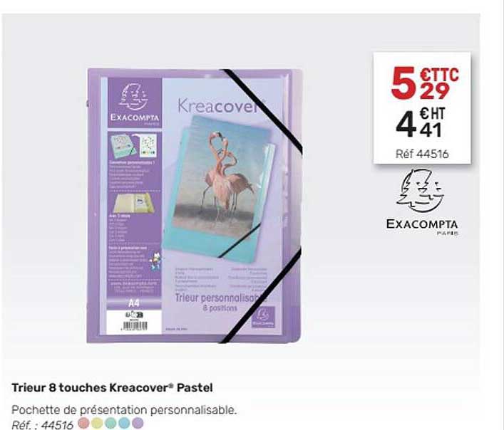 tieur 8 touches kreacover pastel exacompta