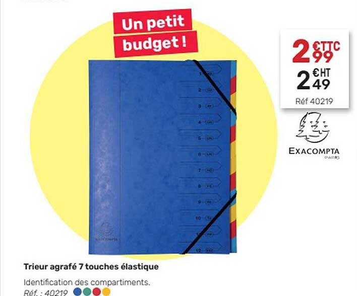 trieur agrafé 7 touches élastique exacompta