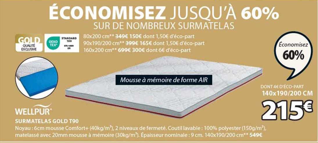 wellpur surmatelas gold t90