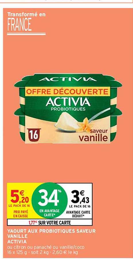 Yaourt Aux Probiotiques Saveur Vanille Activia