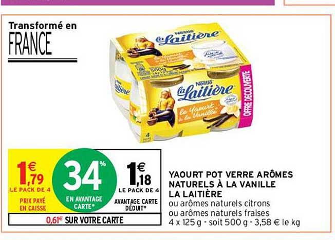 Yaourt Pot Verre Arômes Naturels à La Vanille La Laitière
