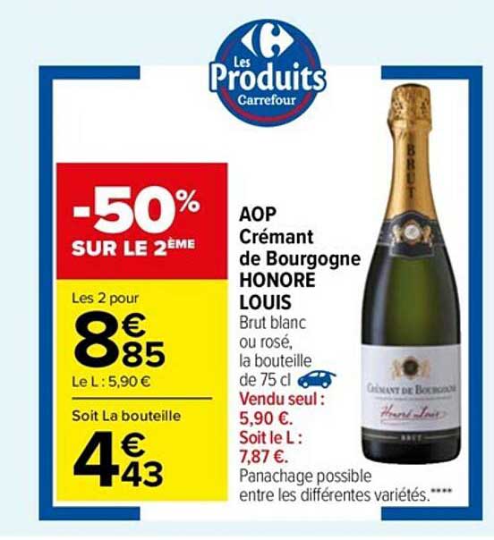 Aop Crémant De Bourgogne Honore Louis -50% Sur Le 2ème