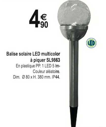 balise solaire led multicolor à piquer sl9863
