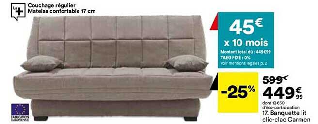 banquette lit clic-clac carmen