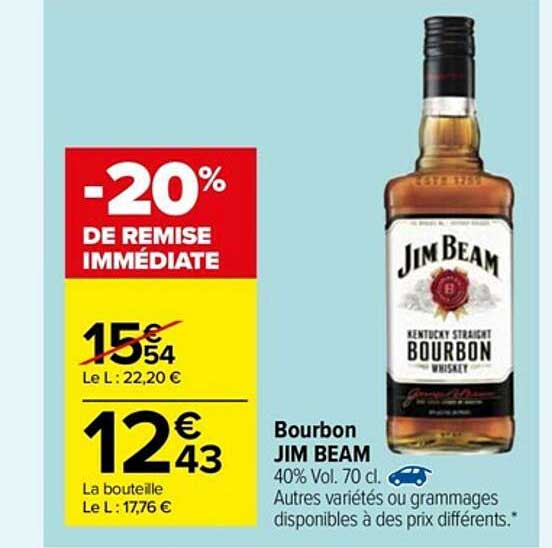 bourbon jim beam -20% de remise immédiate