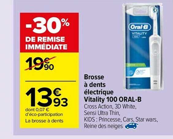 brosse à dents électrique vitality 100 oral b -30% de remise immédiate