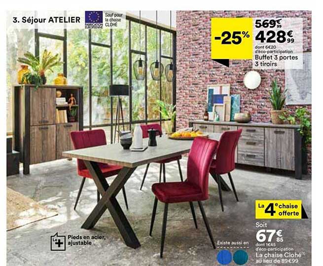 buffet 3 portes 3 tiroirs la chaise clohé