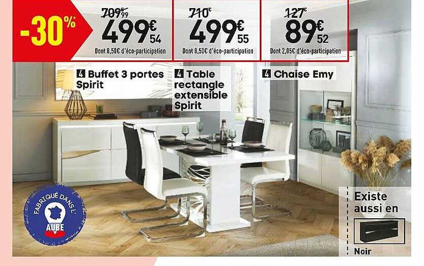 buffet 3 portes spirit table rectangle extensible spirit chaise emy