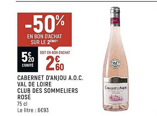 cabernet d'anjou a.o.c. val de loire club des sommeliers rosé
