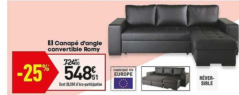 canapé d'angle convertible romy