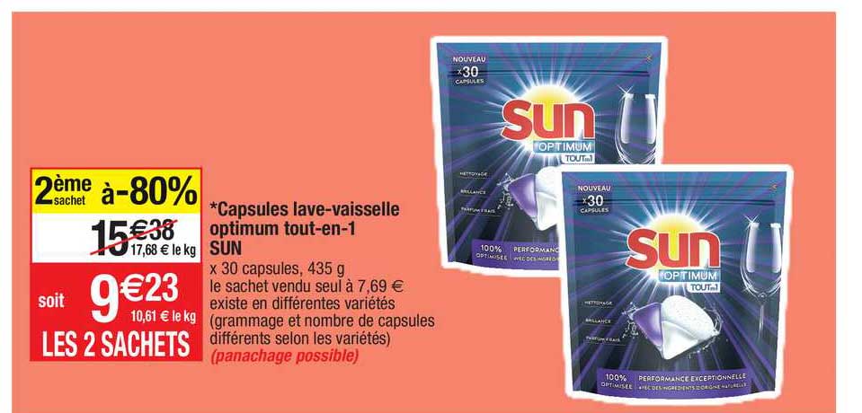 capsules lave-vaisselle optimum tout-en-1 sun