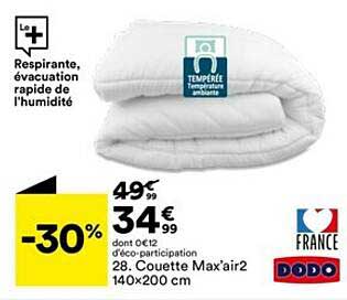 couette max'air2 140x200 cm dodo