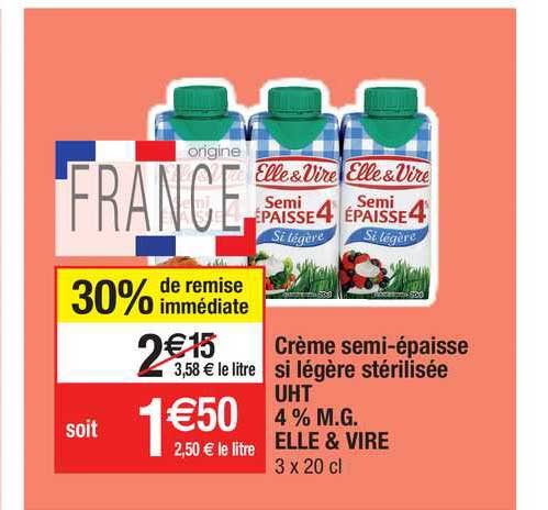 crème semi-épaisse si légère stérilisée uht