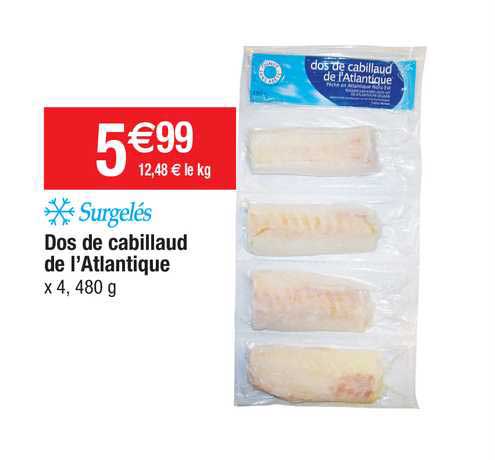 dos de cabillaud de l'atlantique