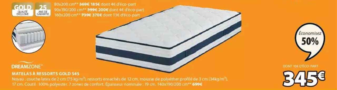 Dreamzone Matelas à Ressorts Gold S45
