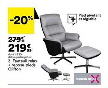 fauteuil relax + repose-pied clifton
