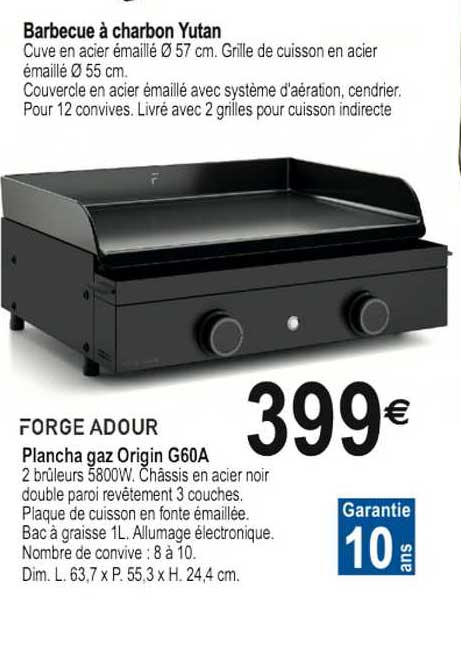 Forge Adour Plancha Gaz Origin G60a