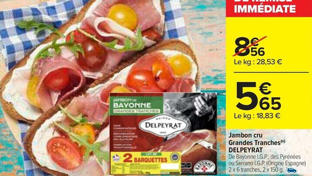 jambon cru grandes tranches delpeyrat