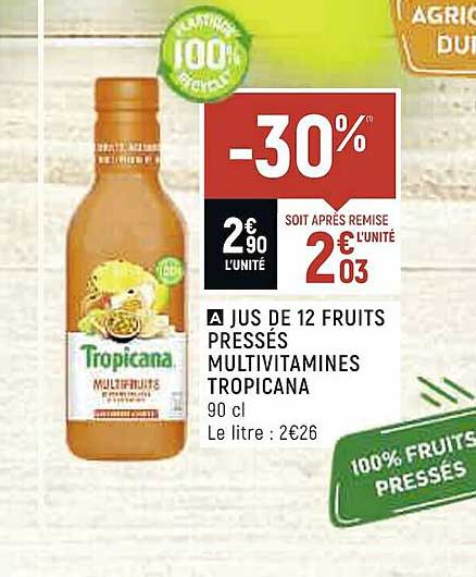 jus de 12 fruits pressés multivitamines tropicana
