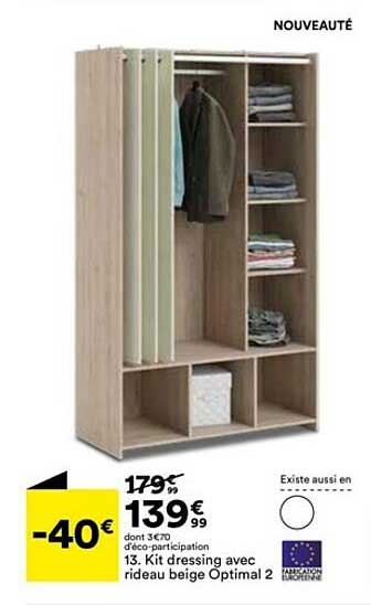 kit dressing avec rideau beige optimal 2