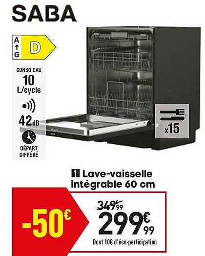 lave-vaisselle intégrable 60 cm saba