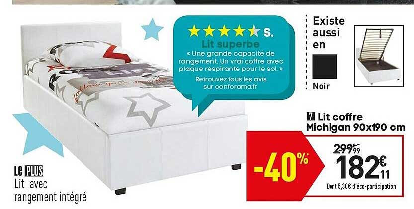 lit coffre michigan 90x190 cm