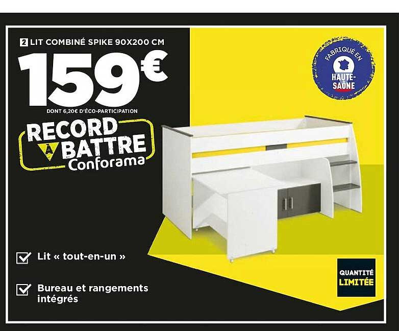 lit combiné spike 90x200 cm