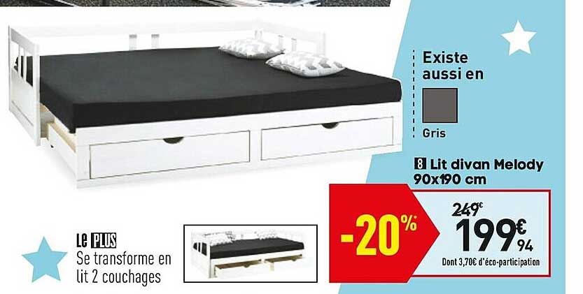 lit divan melody 90x190 cm