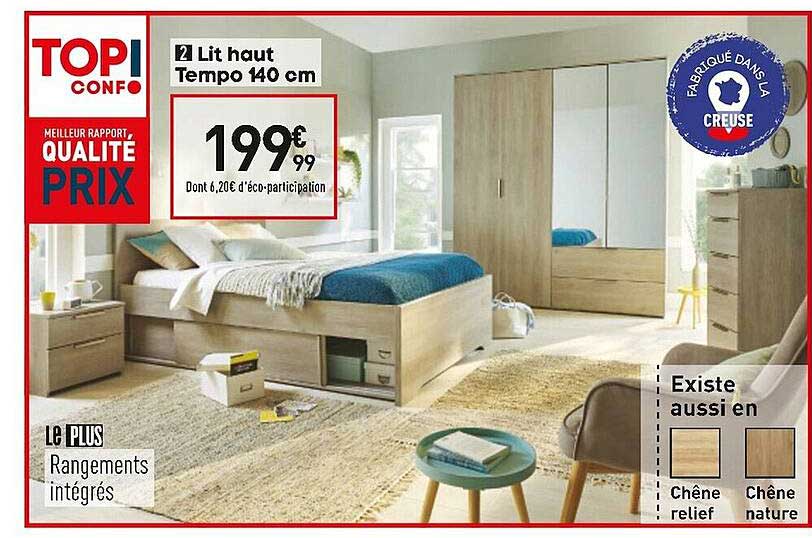 Lit Haut Tempo 140 Cm