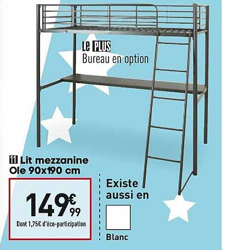 lit mezzanine ole 90x190 cm
