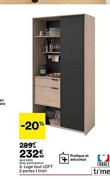 loge tout loft 2 portes 1 tiroir