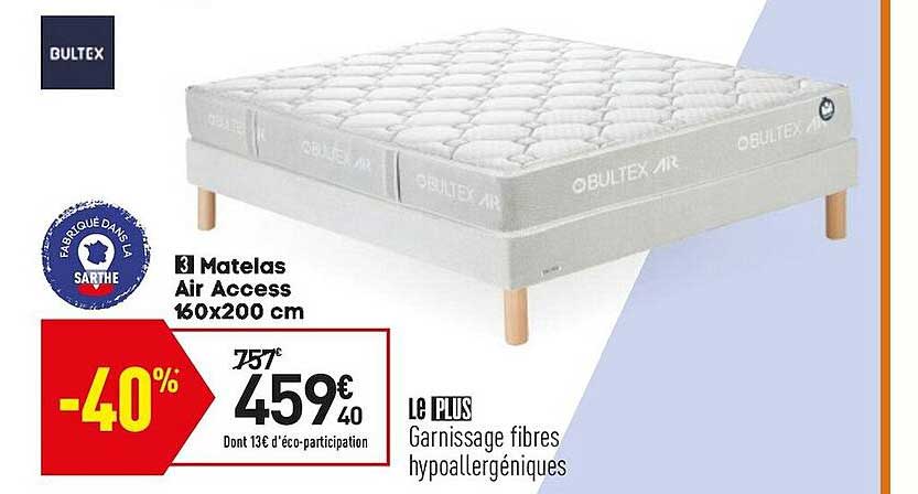 matelas air access 160x200 cm bultex