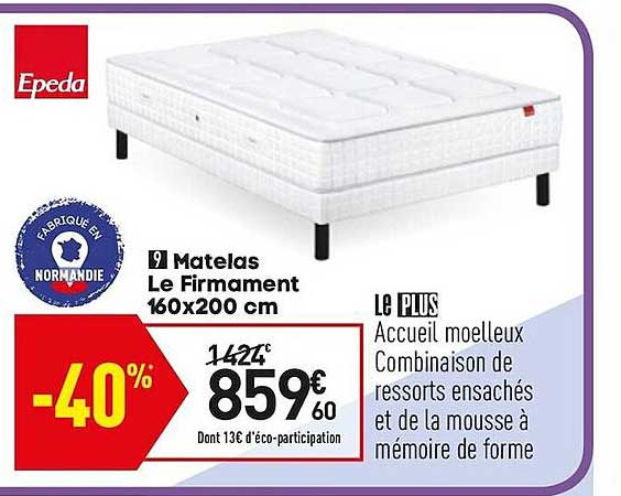 Matelas Le Firmament 160x200 Cm Epeda