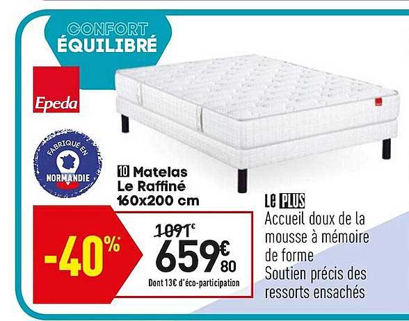 matelas le raffiné 160x200 cm epeda