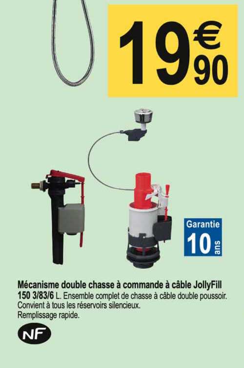 Mécanisme Double Chasse à Commande à Câble Jolly Fill