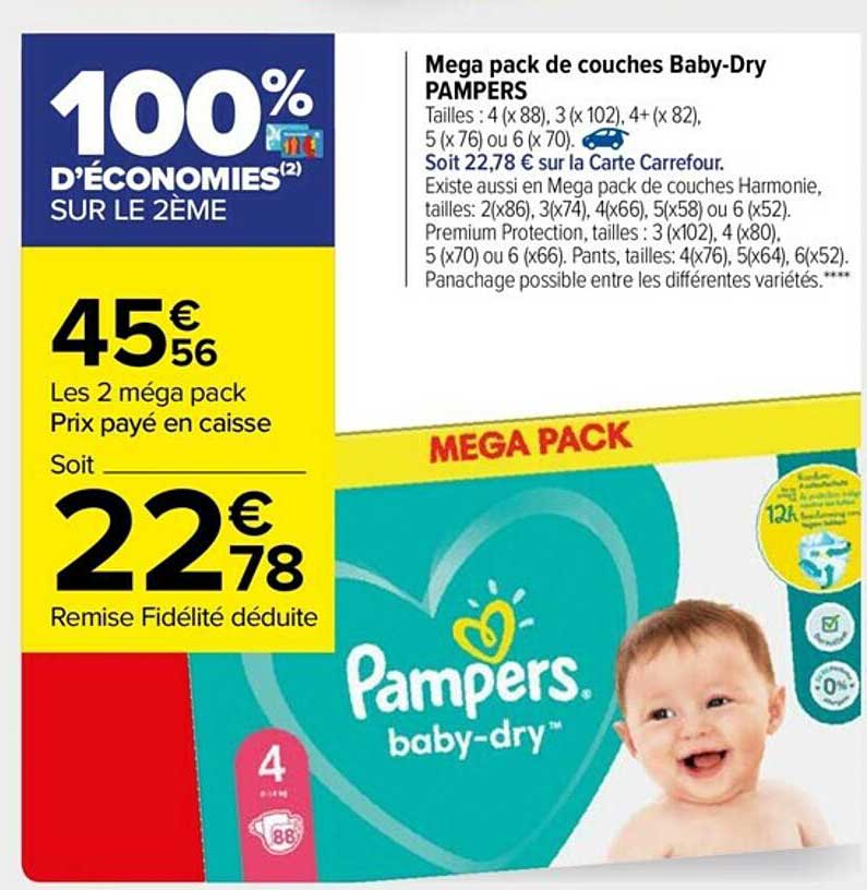 mega pack de couches baby-dry pampers