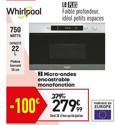 micro-ondes encastrable monofonction whirlpool