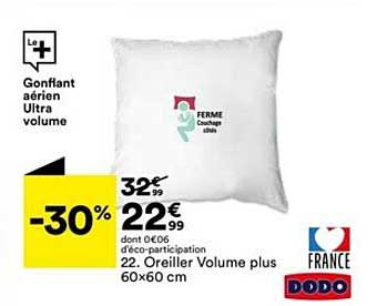 oreiller volume plus 60x60 cm dodo