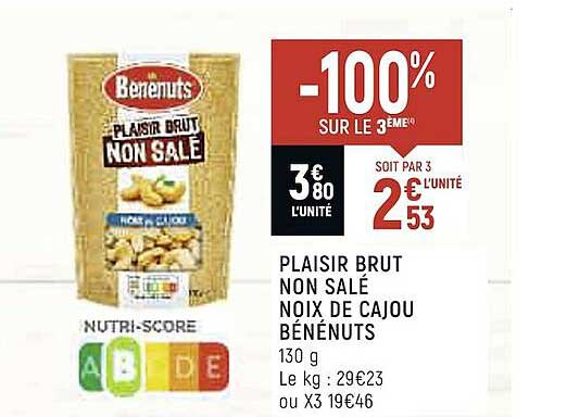 plaisir brut non salé noix de cajou bénénuts