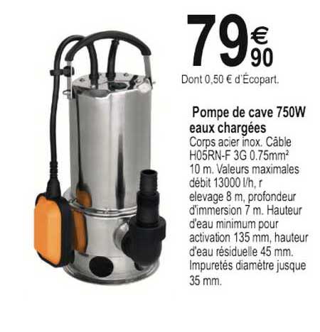 pompe de cave 750w eaux chargées