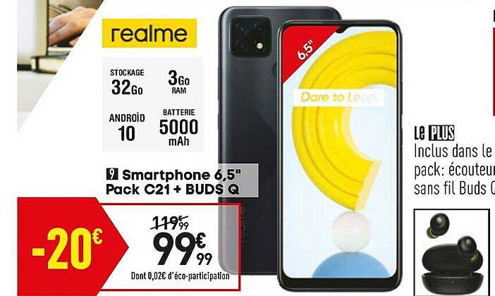 smartphone 6.5" pack c21 + buds q