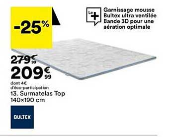 surmatelas top 140x190 cm gultex