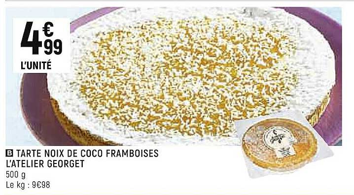 tarte noix de coco framboises l'atelier georget