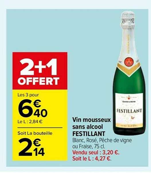 Vin Mousseux Sans Alcool Festillant 2+1 Offert