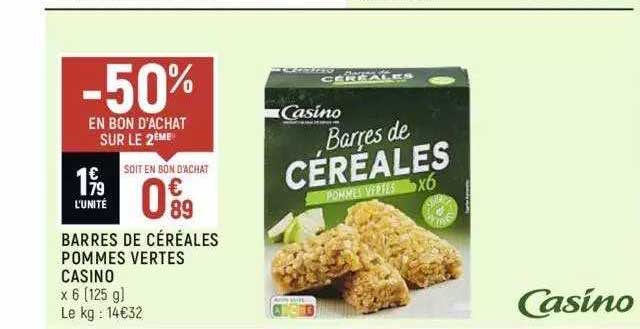 Barres De Céréales Pommes Vertes Casino